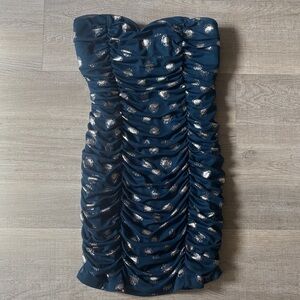 I.N. San Francisco Strapless Dress in Teal with Silver Accents